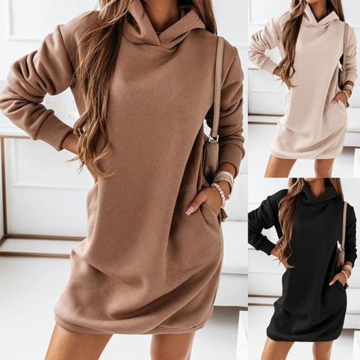 Women Loose Casual Solid Plus Size Hoodies