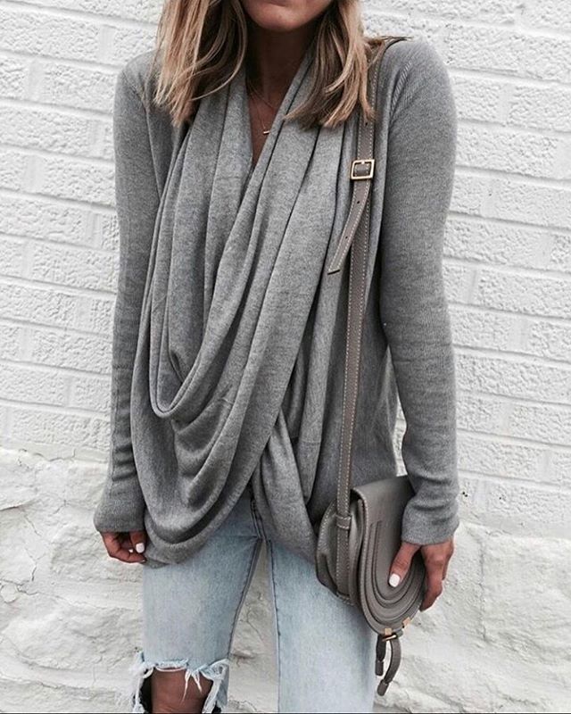 Women Sexy Vintage Big Large V Neck Loose Casual Blouse