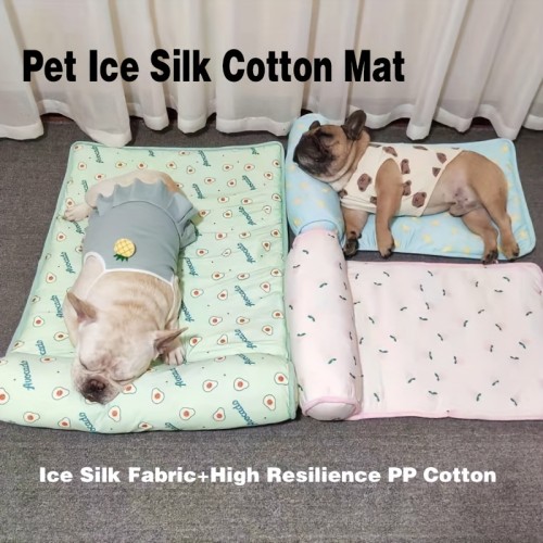 Summer Dog Bed Mat Dog Pillow Ice Cool Pet Dog Cat Nest Mat With Pillow Washable Anti-slip Pet Sleeping Mat