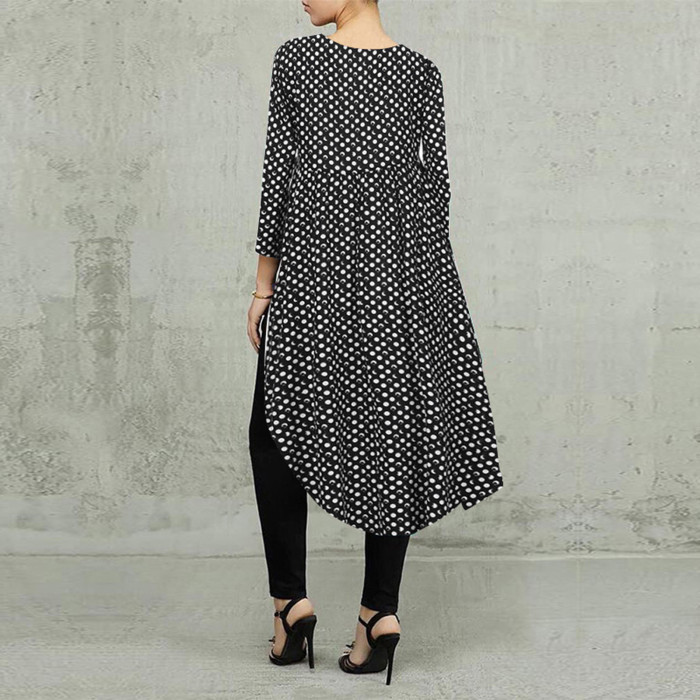 Women Elegant Polka Dot Long Sleeve Blouse
