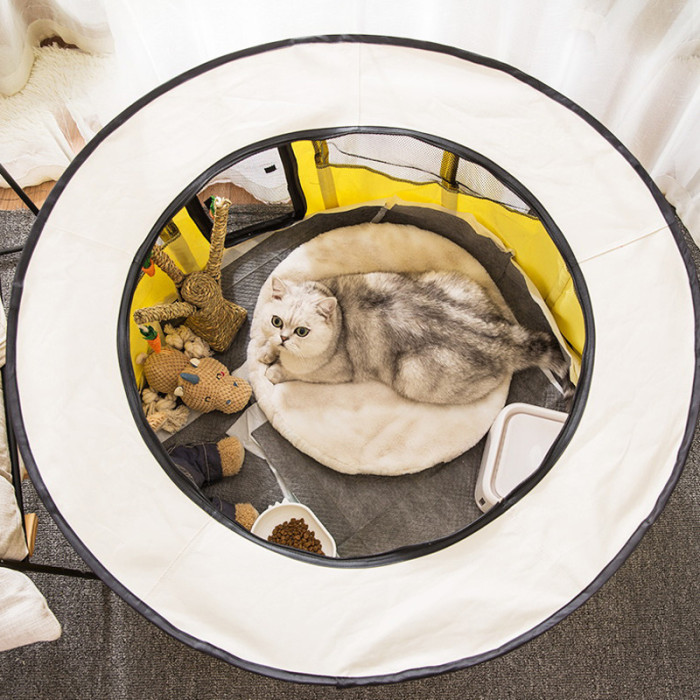 Foldable Pet Bed Kennel Tent: Portable and Spacious Cat House for Travel and Vacation.