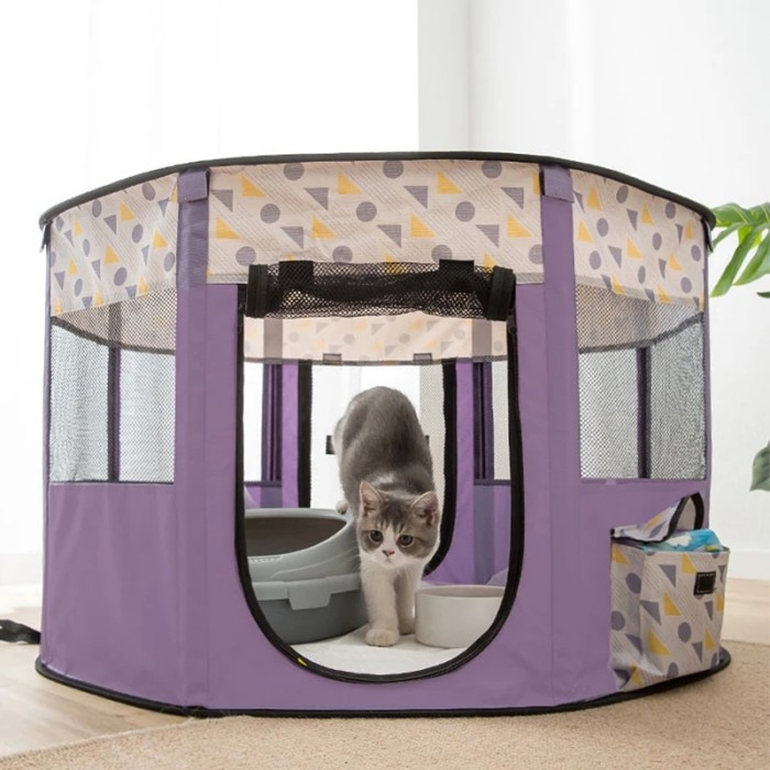 Foldable Pet Bed Kennel Tent: Portable and Spacious Cat House for Travel and Vacation.