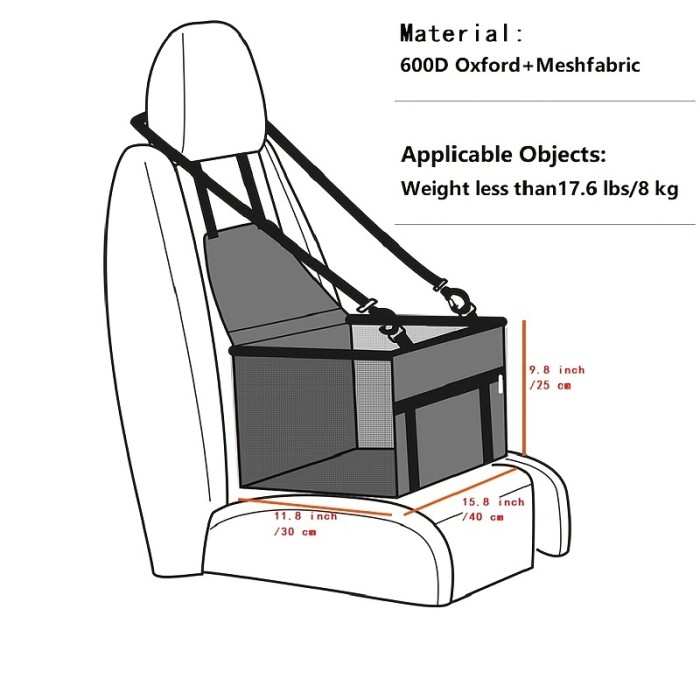 Pet Booster Seat: Portable, Breathable, and Washable for Safe Car Travel with Your Dog.