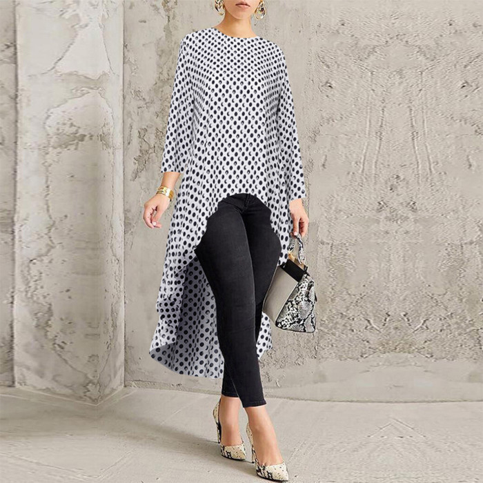Women Elegant Polka Dot Long Sleeve Blouse