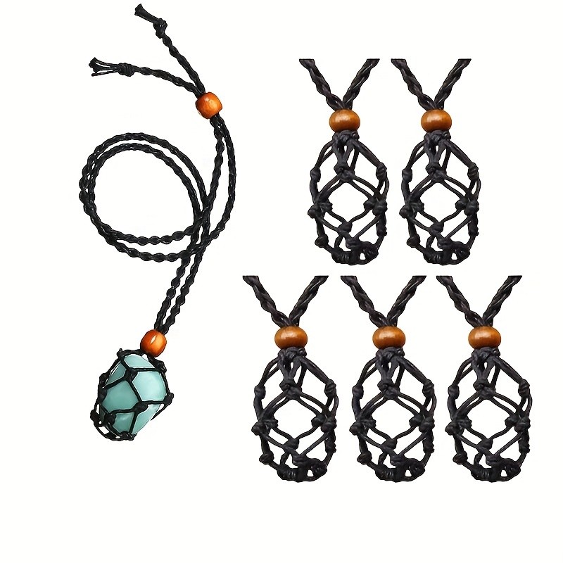 5 Pcs Necklace Cord, Empty Stone Holder Pendant, Stone Holder Adjustable Necklace, Cord Necklace Stone Holder Necklace, Cord For Crystals DIY Jewelry Bracelet Necklace
