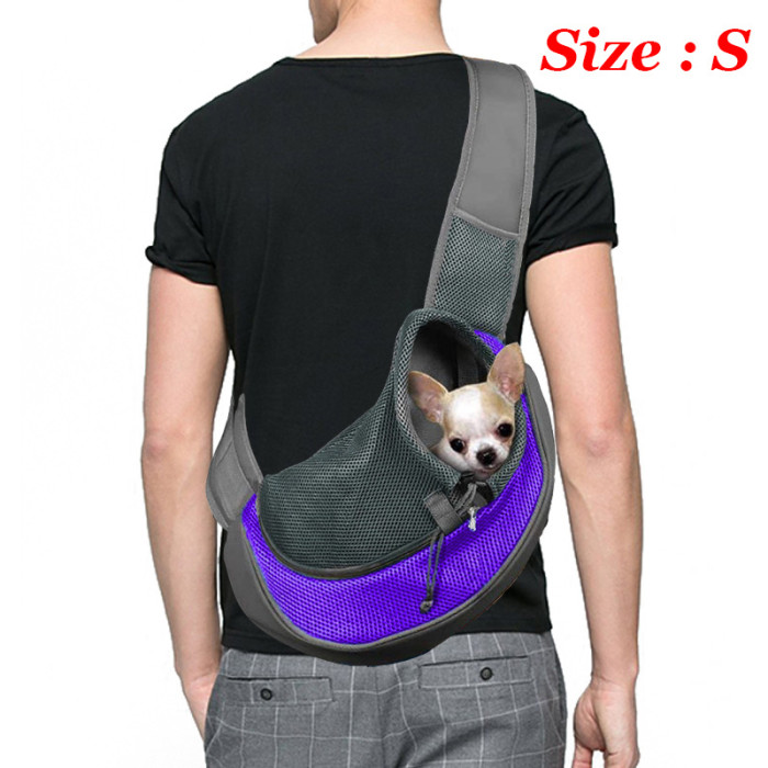 Dog Sling Carrier Breathable Mesh Travel Crossbody Bag For Puppy Cat Hiking Camping