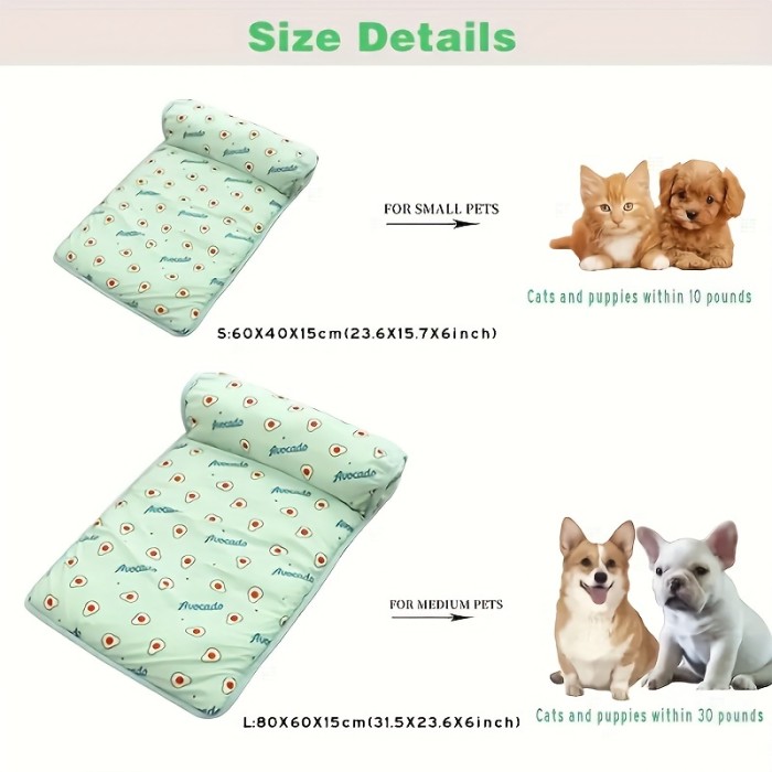 Summer Dog Bed Mat Dog Pillow Ice Cool Pet Dog Cat Nest Mat With Pillow Washable Anti-slip Pet Sleeping Mat