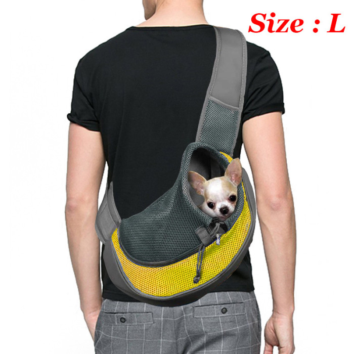 Dog Sling Carrier Breathable Mesh Travel Crossbody Bag For Puppy Cat Hiking Camping