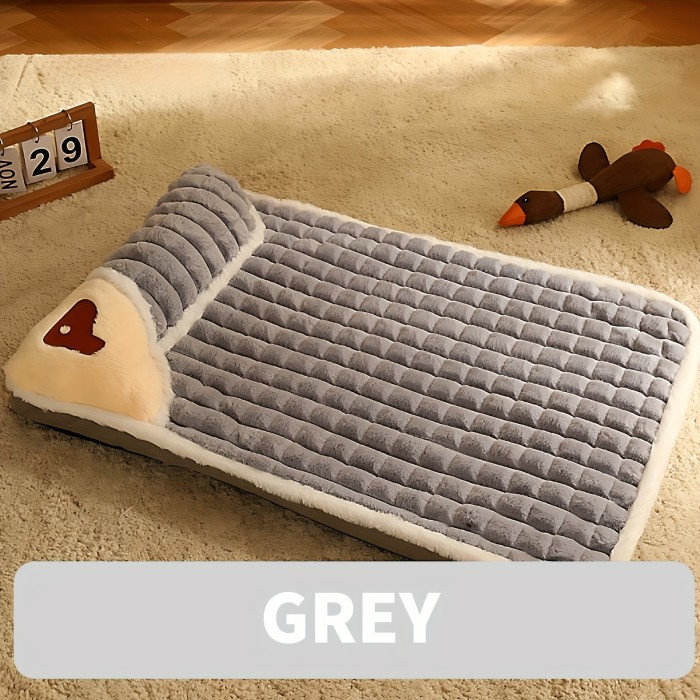 Cozy Pet Beds Soft Plush With Pillow & Non-Slip Bottom For Indoor Dogs & Cats, Detachable & Washable Pet Sleeping Bed Dog Bed Grey\u002FGreen\u002FBrown