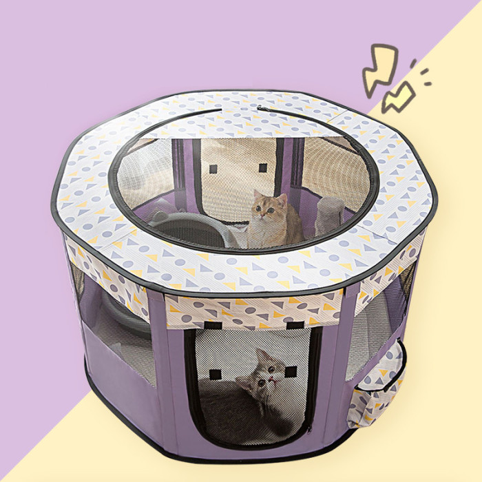 Foldable Pet Bed Kennel Tent: Portable and Spacious Cat House for Travel and Vacation.
