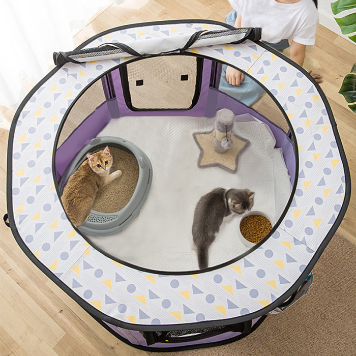 Foldable Pet Bed Kennel Tent: Portable and Spacious Cat House for Travel and Vacation.