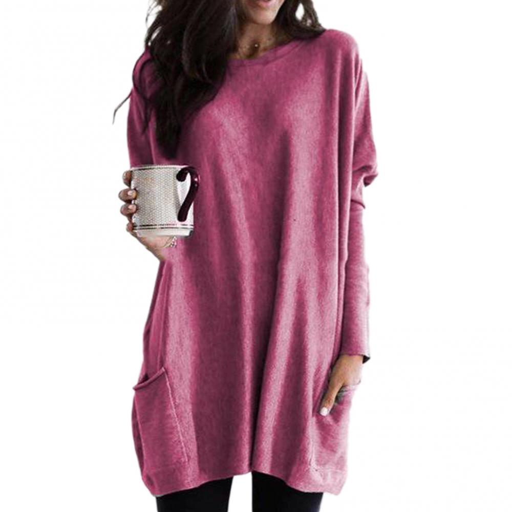 MOD Women's Solid Color Simple Long Sleeve Blouse