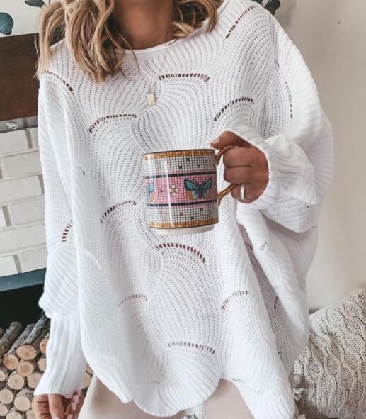 Women Pullover V Neck Solid Color Loose Fashion Beaded Decor Long Sleeve Fluffy Sweater