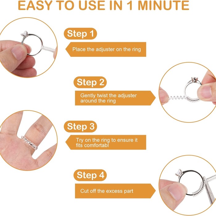 Ring Sizer Adjuster: Comfortable and Easy to Use Silicone Guards for Loose Rings - 6 Pack, 2 Sizes for Different Band Widths - Perfect for Wedding Ring Repair and Sizing - Invisible and Fast Delivery.
