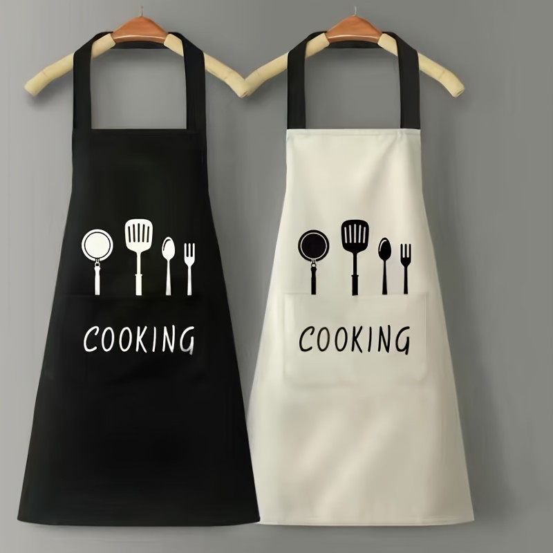 1pc Apron, Waterproof And Oil-proof Apron With Pockets, Hand Wipeable Apron For Women And Men 27.5in*26.8in