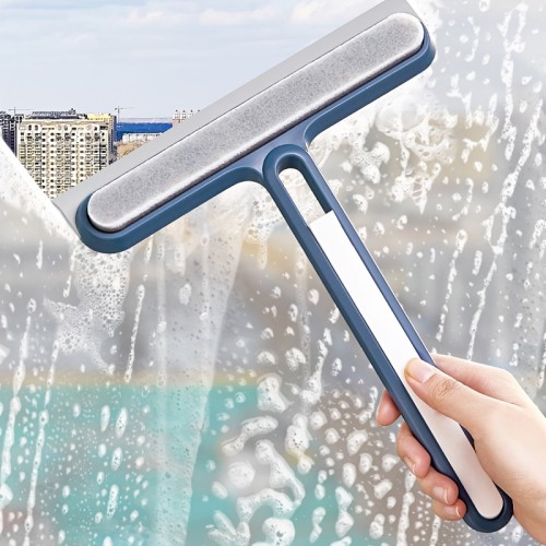 1pc\u002F2pcs 3-in-1 Multi-Purpose Glass Cleaning Brush With Handle, Magic Window Cleaning Brush, Squeegee For Window, Glass, Shower Door, Car Windshield, Heavy Duty Window Scrubber, Blue, White