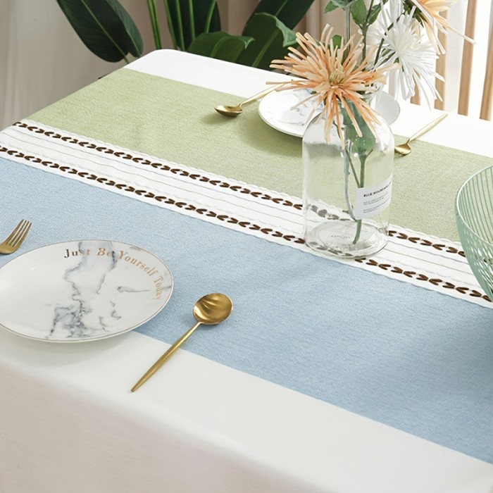 1pc Embroidered Table Cloth With Tassel, Kitchen Dinner Christmas Splash Resistant Soil Decorative Table Cover, Home Decor
