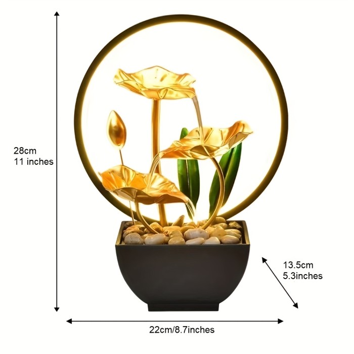 1pc USB Powered Relaxation Indoor Tabletop Fountain, With LED Circle Reflective Lighting Feature, For Home And Office Decor, Beautiful Humidifier, Gifts For Friends And Family, Holiday Gifts,room Decor,home Decor