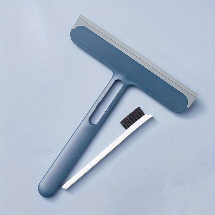 1pc\u002F2pcs 3-in-1 Multi-Purpose Glass Cleaning Brush With Handle, Magic Window Cleaning Brush, Squeegee For Window, Glass, Shower Door, Car Windshield, Heavy Duty Window Scrubber, Blue, White