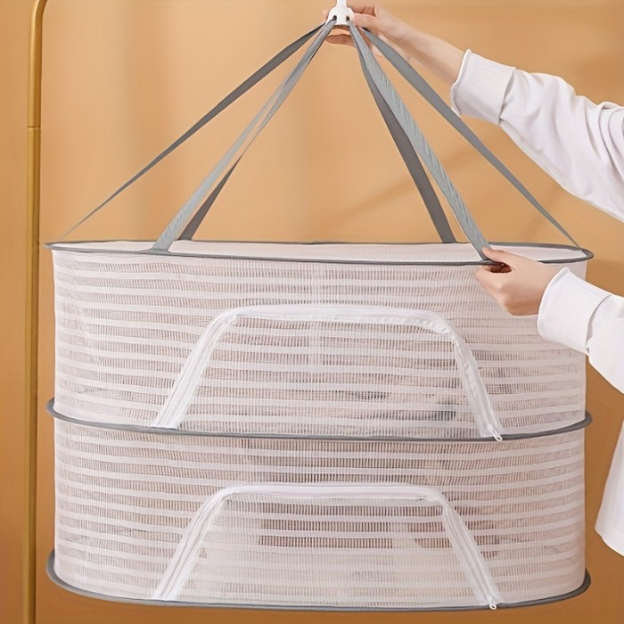 1pc Drying Rack 1-3 Layers Folding Fish Mesh, Non-Toxic Polyester Fiber Netting, Hanging Drying Fish Net, For Shrimp Fish Fruit Vegetables Herb, With Zipper
