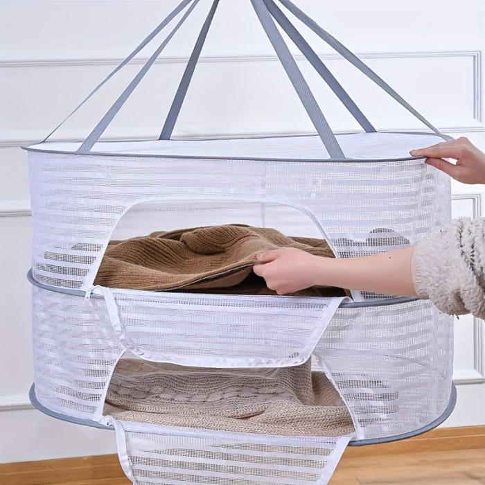1pc Drying Rack 1-3 Layers Folding Fish Mesh, Non-Toxic Polyester Fiber Netting, Hanging Drying Fish Net, For Shrimp Fish Fruit Vegetables Herb, With Zipper