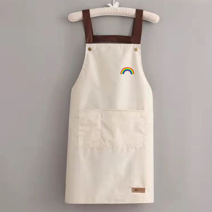 1pc Apron Rainbow Printing, Household Waterproof And Oil-proof Kitchen Work Apron, Convenient To Store Men And Women Adult Apron 43in*27in