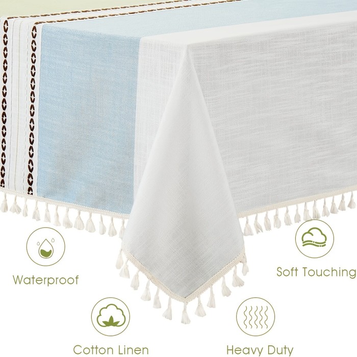 1pc Embroidered Table Cloth With Tassel, Kitchen Dinner Christmas Splash Resistant Soil Decorative Table Cover, Home Decor