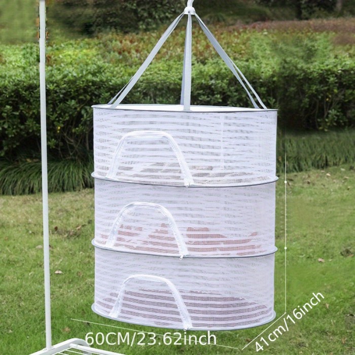 1pc Drying Rack 1-3 Layers Folding Fish Mesh, Non-Toxic Polyester Fiber Netting, Hanging Drying Fish Net, For Shrimp Fish Fruit Vegetables Herb, With Zipper