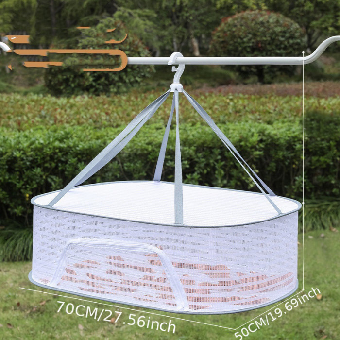 1pc Drying Rack 1-3 Layers Folding Fish Mesh, Non-Toxic Polyester Fiber Netting, Hanging Drying Fish Net, For Shrimp Fish Fruit Vegetables Herb, With Zipper