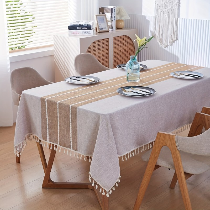 1pc, Coffee Color, Nordic Fabric Home Table Cloth Party Desk Cloth Table Cloth Cover Towel