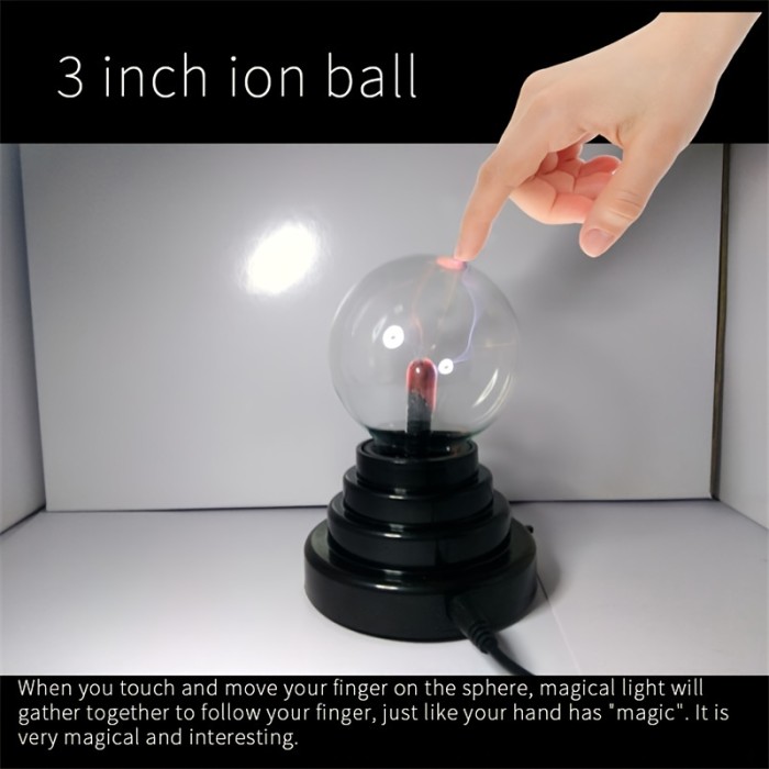 3 Inches Electrostatic Touch Induction Plasma Ball Magic Ball Glow Lightning Ball Ion Lamp Outdoor Lamp Ion Generator Lamp New USB Electrostatic Induction Ball Negative Ion Touch Electrostatic Ball Electrostatic Ball Magic Ion Lamp Magic Ball Without Battery Distribution For Garden Decor Home Decor Living Room, Halloween,Christmas Decor, For Camping, Party, Perfect Gift For Birthday Christmas