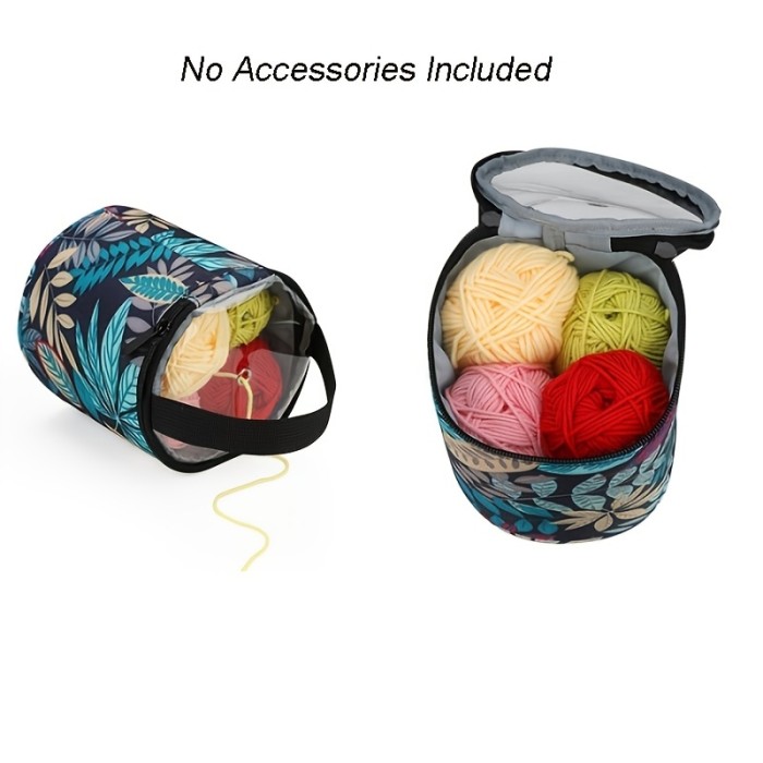 1pc Yarn Bag Knitting Bags Yarn Storage Organizer Crochet Tote Mini Yarns Drum Case For Store Crochet Hooks Set, Knitting Needles, Yarn Ball, Knitting And Crochet Supplies