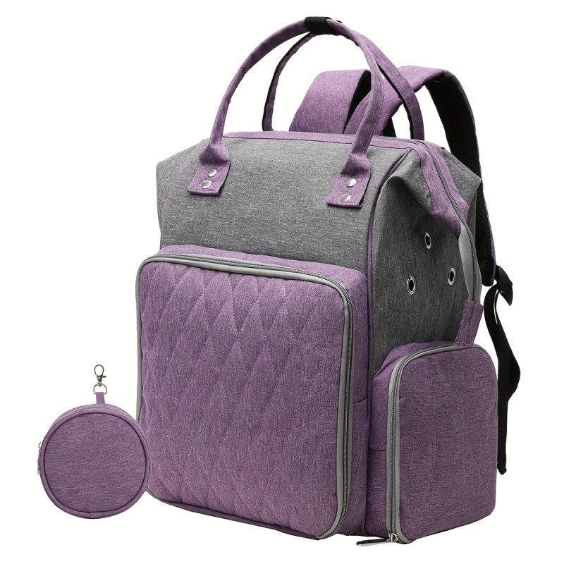 1 Gray\u002Fpurple Color Crochet Storage Backpack, Knitting Bag, Large Yarn Storage Organizer For Knitting And Crocket Needles And Tools