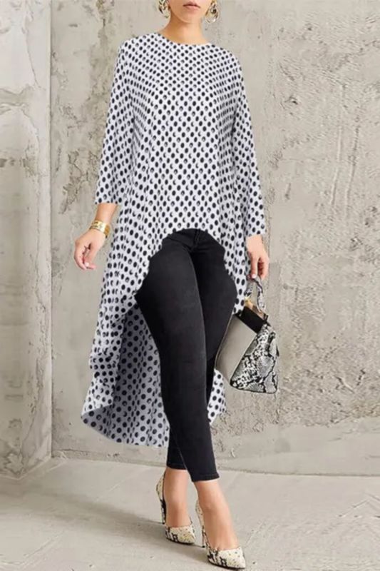 Women Elegant Polka Dot Long Sleeve Blouse