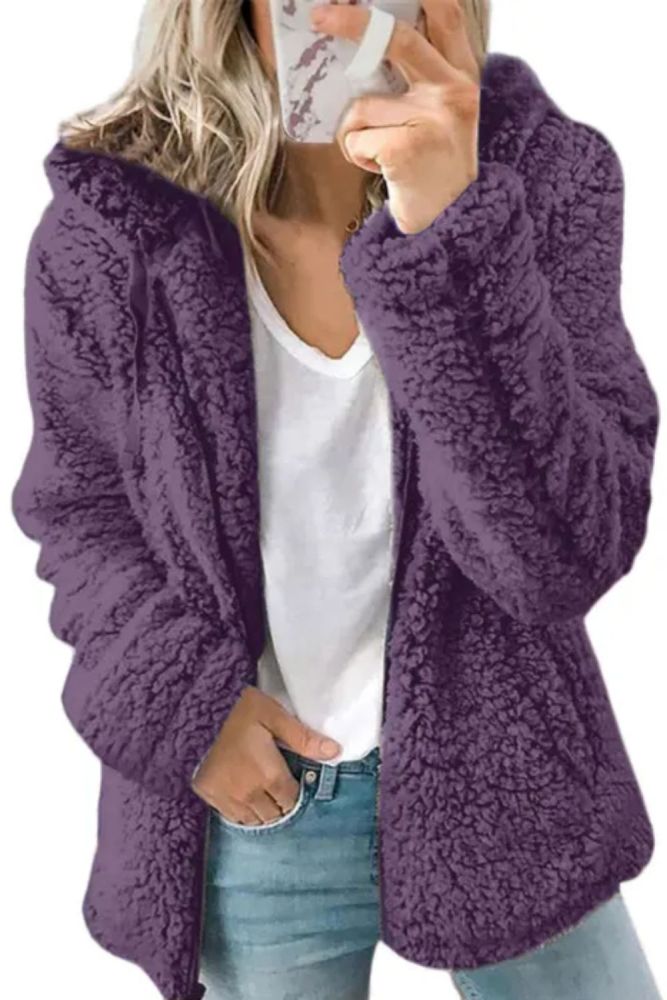 Women Elegant Faux Fur Thick Warm Soft Fleece Coat