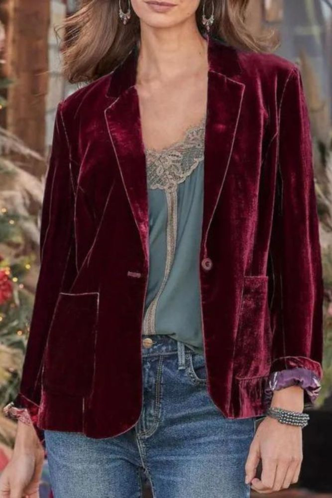 Casual Women's Velvet Cardigan Coat Solid Color Loose Retro Sexy  Jacket