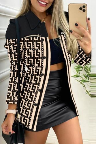 Women Fashion Leopard Print Long-sleeve Zipper Jacket