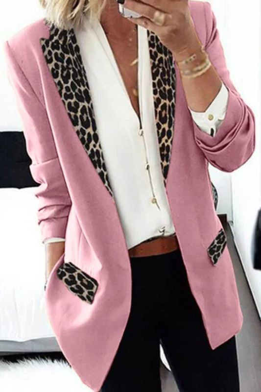 Women's Long Sleeve Leopard-print Suit Coat