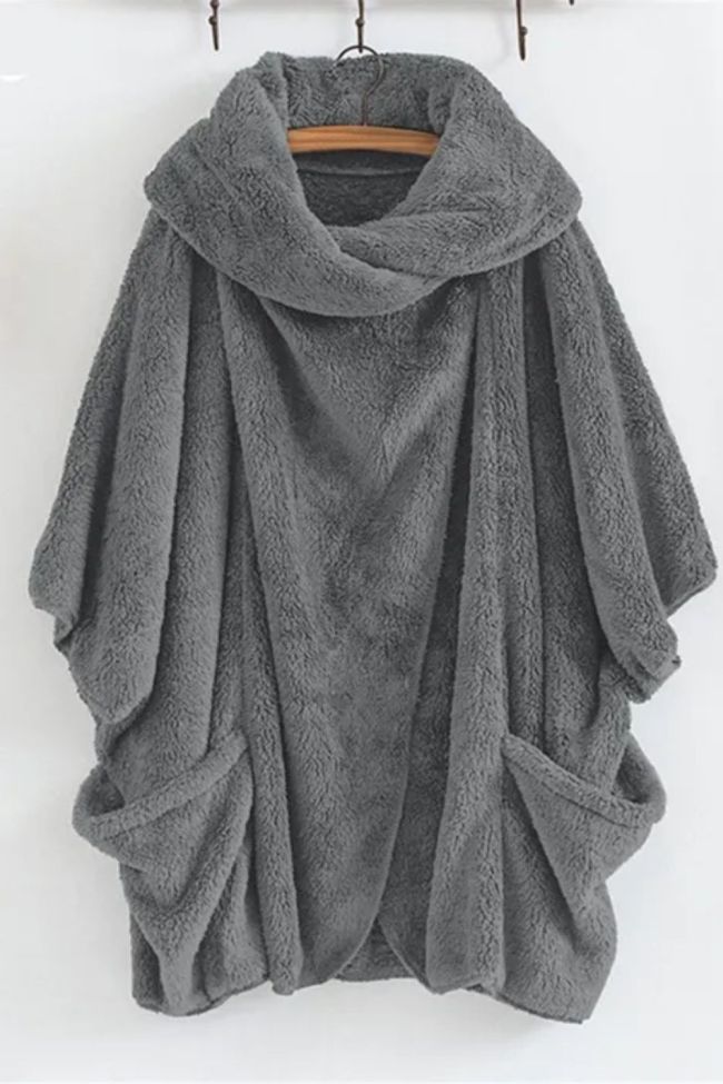 Women Fashion Solid Color Hooded Oversized Loose Casual Coat