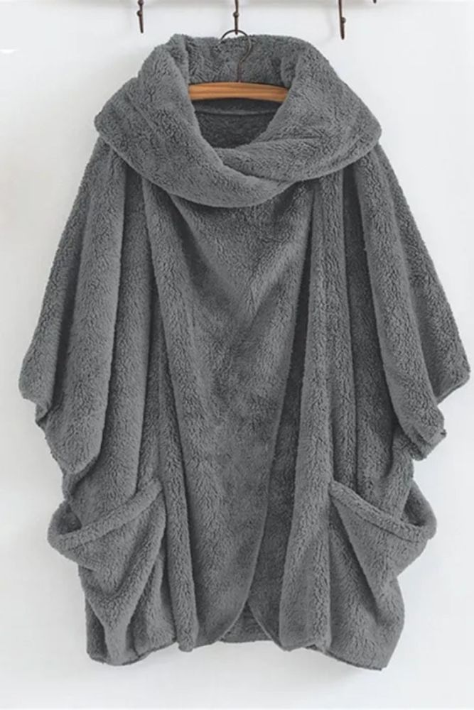 Women Fashion Solid Color Hooded Oversized Loose Casual Coat