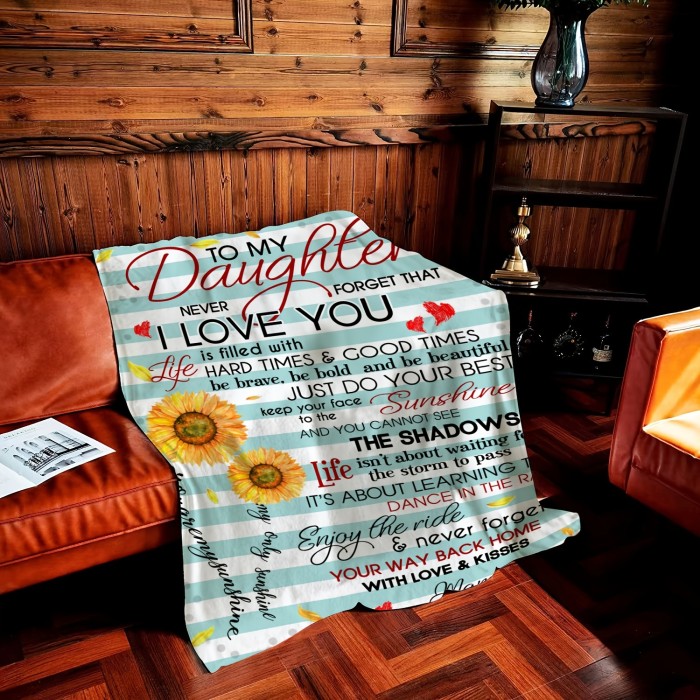 1pc Flannel Blanket, A Letter From Mom To Her Daughter Blanket Birthday Gift