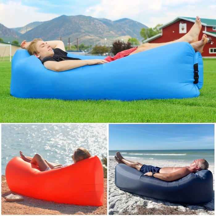 Inflatable Lounger Air Sofa Hammock - Portable, Waterproof And Leakproof Design - Great For Backyard Lakeside Beach Travel Camping Picnic And Music Festival Camping Bed