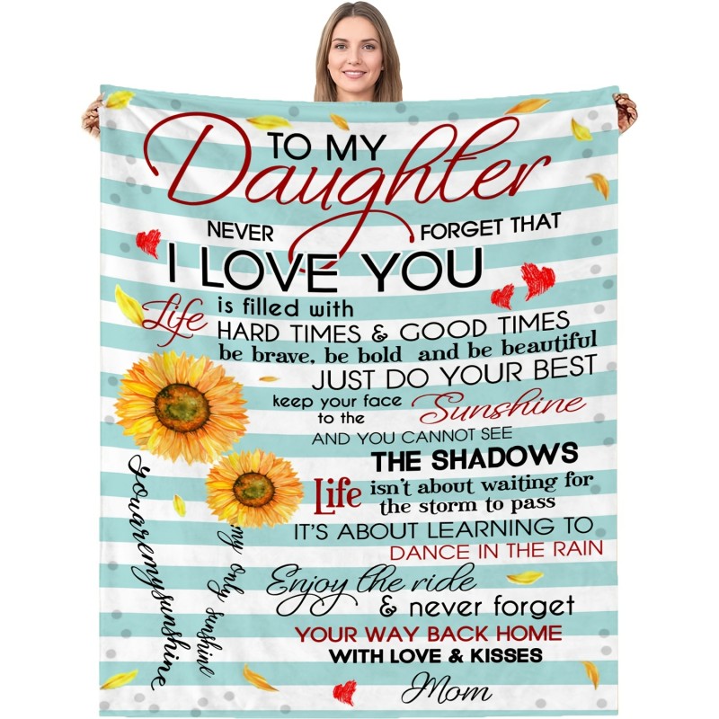 1pc Flannel Blanket, A Letter From Mom To Her Daughter Blanket Birthday Gift