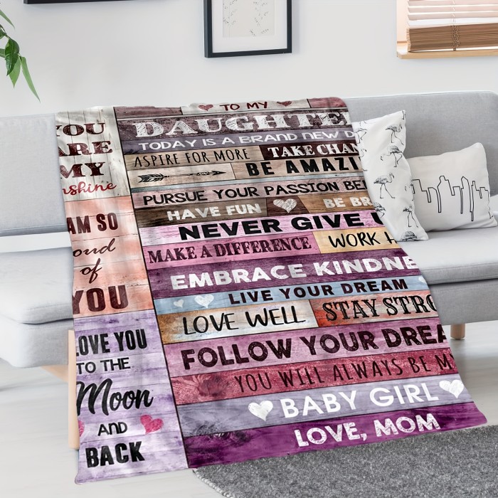 1pc Envelope Printed Flannel Blanket, To My Daughter From Mom Blanket, Warm Cozy Soft Throw Blanket Nap Blanket For Couch Bed Sofa Camping Travel, Best Gift Square Blanket For Daughter