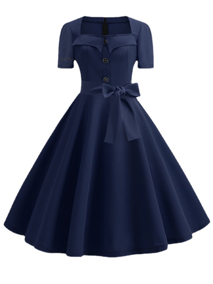 2023 New Retro Polka Dot Dress for Women Summer Square Collar Elegant Harajuku Vintage Dress 50s Pin Up Rockabilly Vestidos Robe