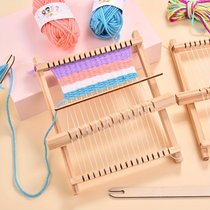 1 Set Knitting Loom Kit, Wooden Tapestry Handloom, DIY Craft Weaving Set, Wool Yarn Knitting Machine, Yarn Comb Shuttle, Frame Weaving, Weaving Board, Tapestry Weaving Tools For Beginners