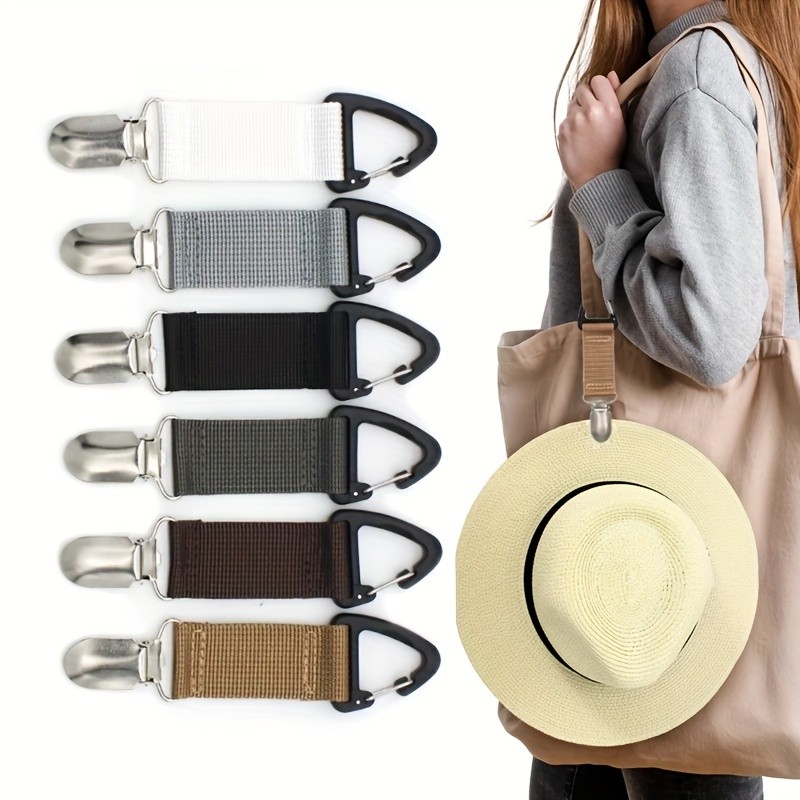 1pc Canvas Hat Clip For Travel Handbag Backpack Luggage Hat Holder, Hat Keeper Hat Clips For Women Adults Outdoor Accessory