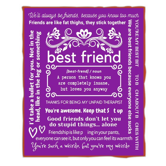1pc Purple To Best Friend Letter Blanket, Soft Flannel Blanket For Living Room & Bedroom, Gift For Friends