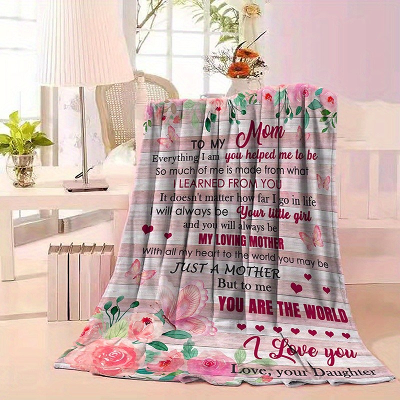 1pc Double-sided Flannel Blanket, To My Mom From Daughter Blanket, Four Seasons Soft Throw Blanket For Air Conditioner Nap Couch Bed Sofa