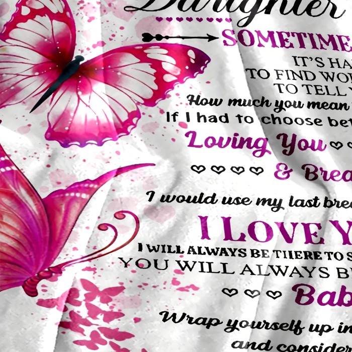 1pc Butterfly Flannel Blanket, To My Daughter From Mom Blanket, Warm Cozy Soft Throw Blanket For Couch Bed Sofa
